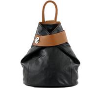modamoda de - T179 - sac à dos pour femme en cuir italien, Couleur:Noir/Cognac
