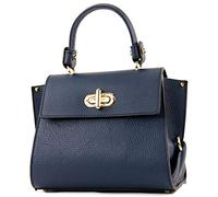 modamoda de - T182 - Fourre-tout italien pour femme, petit cuir, Couleur:Bleu Saphir