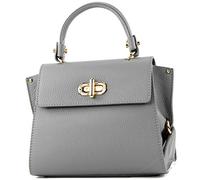 modamoda de - T182 - Fourre-tout italien pour femme, petit cuir, Couleur:gris Tele