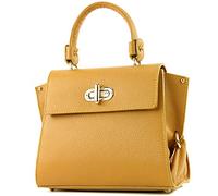 modamoda de - T182 - Fourre-tout italien pour femme, petit cuir, Couleur:jaune moutarde