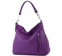 modamoda de - T183 - ital. Sac à bandoulière en cuir pour femme, lilas, L