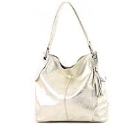 modamoda de - T185 - Sac à bandoulière en cuir pour dames, Couleur:or clair
