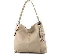 modamoda de T185 Sac à main en cuir pour femme, fabriqué à la main en Italie, Gris beige., M