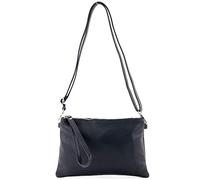modamoda de - T186 - Sac italien à bandoulière et à bandoulière moyen, Couleur:Bleu foncé