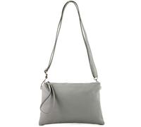 modamoda de - T186 - Sac italien à bandoulière et à bandoulière moyen, Couleur:gris Tele