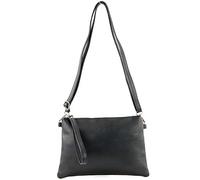 modamoda de - T186 - Sac italien à bandoulière et à bandoulière moyen, Couleur:noir