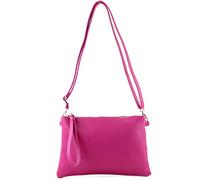 modamoda de - T186 - Sac italien à bandoulière et à bandoulière moyen, Couleur:Rose Très Foncé