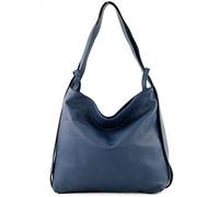 modamoda de - T192 - Sac à dos pour femme, italien 2in1, en cuir, Couleur:Bleu Saphir