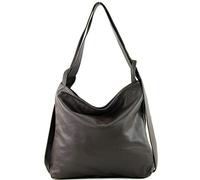 modamoda de - T192 - Sac à dos pour femme, italien 2in1, en cuir, Couleur:chocolat noir