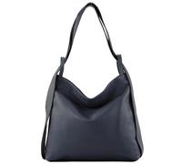 modamoda de - T192 - Sac à dos pour femme, italien 2in1, en cuir, couleur:Gris Tente (bleu foncé)