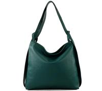 modamoda de - T192 - Sac à dos pour femme, italien 2in1, en cuir, couleur:Gris Tente (bleu-vert)