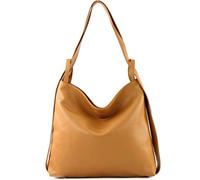 modamoda de - T192 - Sac à dos pour femme, italien 2in1, en cuir, couleur:Gris Tente (chameau)