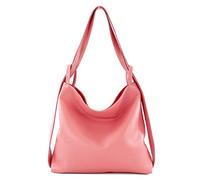 modamoda de - T192 - Sac à dos pour femme, italien 2in1, en cuir, couleur:Gris Tente (Chewing-gum)