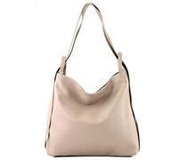 modamoda de - T192 - Sac à dos pour femme, italien 2in1, en cuir, couleur:Gris Tente (rose beige)