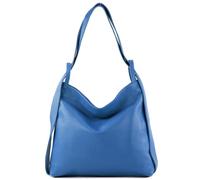 modamoda de - T192 - Sac à dos pour femme, italien 2in1, en cuir, couleur:Gris Tente (signal bleu)