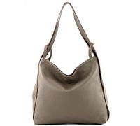 modamoda de - T192 - Sac à dos pour femme, italien 2in1, en cuir, couleur:Gris Tente (taupe)