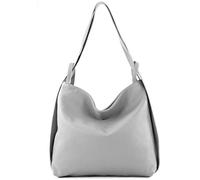 modamoda de - T192 - Sac à dos pour femme, italien 2in1, en cuir, couleur:Gris Tente (Télégrau)