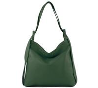 modamoda de - T192 - Sac à dos pour femme, italien 2in1, en cuir, couleur:Gris Tente (vert bouteille)