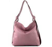 modamoda de - T192 - Sac à dos pour femme, italien 2in1, en cuir, couleur:Gris Tente (vieux rose)