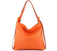 modamoda de - T192 - Sac à dos pour femme, italien 2in1, en cuir, Couleur:orange