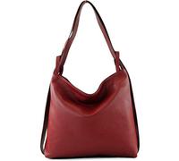 modamoda de - T192 - Sac à dos pour femme, italien 2in1, en cuir, Couleur:Pourpre Rouge