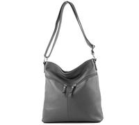 modamoda de T196 Sac à bandoulière en cuir pour femme fabriqué à la main en Italie, gris graphite, m