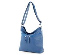 modamoda de - T196 - sac à bandoulière/épaule en cuir italien, Couleur:bleu de signal