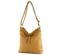 modamoda de - T196 - sac à bandoulière/épaule en cuir italien, Couleur:jaune moutarde