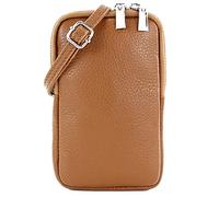 modamoda de - T197 - ital. Sac à bandoulière en cuir petit, Cognac foncé, XS