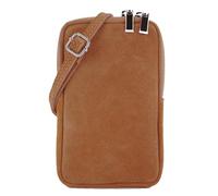 modamoda de T197 Sac à bandoulière en cuir pour femme 6,7" fabriqué à la main en Italie, Cognac/daim, xs