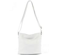 Modamoda de T198 - Fabriqué en Italie Sac bandoulière en cuir, Blanc., Small
