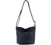 Modamoda de T198 - Fabriqué en Italie Sac bandoulière en cuir, bleu foncé, Small