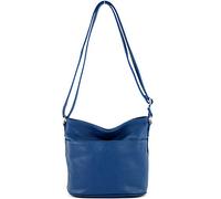 Modamoda de T198 - Fabriqué en Italie Sac bandoulière en cuir, bleu, Small