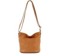 Modamoda de T198 - Fabriqué en Italie Sac bandoulière en cuir, camel, Small