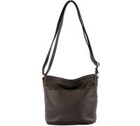 Modamoda de T198 - Fabriqué en Italie Sac bandoulière en cuir, chocolat noir, Small
