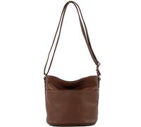 Modamoda de T198 - Fabriqué en Italie Sac bandoulière en cuir, chocolat, Small