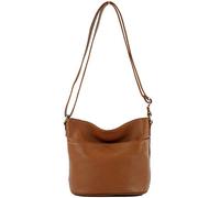Modamoda de T198 - Fabriqué en Italie Sac bandoulière en cuir, cognac, Small