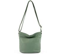 Modamoda de T198 - Fabriqué en Italie Sac bandoulière en cuir, Gris vert, Small
