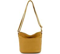 Modamoda de T198 - Fabriqué en Italie Sac bandoulière en cuir, jaune moutarde, Small