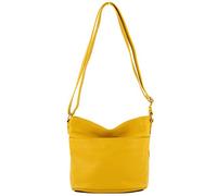 Modamoda de T198 - Fabriqué en Italie Sac bandoulière en cuir, jaune soleil, Small