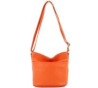 Modamoda de T198 - Fabriqué en Italie Sac bandoulière en cuir, Orange, Small