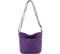 Modamoda de T198 - Fabriqué en Italie Sac bandoulière en cuir, pourpre, Small