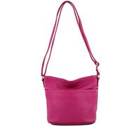 Modamoda de T198 - Fabriqué en Italie Sac bandoulière en cuir, rose bonbon, Small
