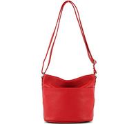 Modamoda de T198 - Fabriqué en Italie Sac bandoulière en cuir, rouge signalisation, Small