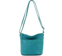 Modamoda de T198 - Fabriqué en Italie Sac bandoulière en cuir, turquoise, Small