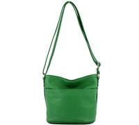 Modamoda de T198 - Fabriqué en Italie Sac bandoulière en cuir, Vert feuille, Small