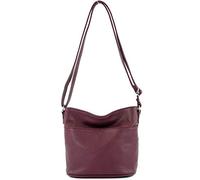Modamoda de T198 - Fabriqué en Italie Sac bandoulière en cuir, Violet bordeaux, Small