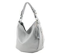 modamoda de - T200 - ital épaule/sac à bandoulière en cuir, Couleur:gris Tele
