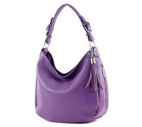 modamoda de - T200 - ital épaule/sac à bandoulière en cuir, Couleur:pourpre