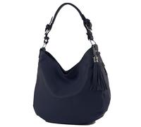 modamoda de - T200 - ital. Sac à bandoulière en cuir pour femme, bleu foncé, m
